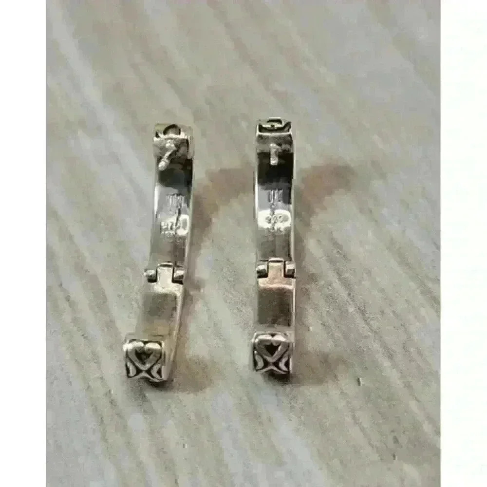 John Hardy Sterling Silver 18kt Yellow Gold Hinged Huggie Hoop Earrings - Picture 6 of 8